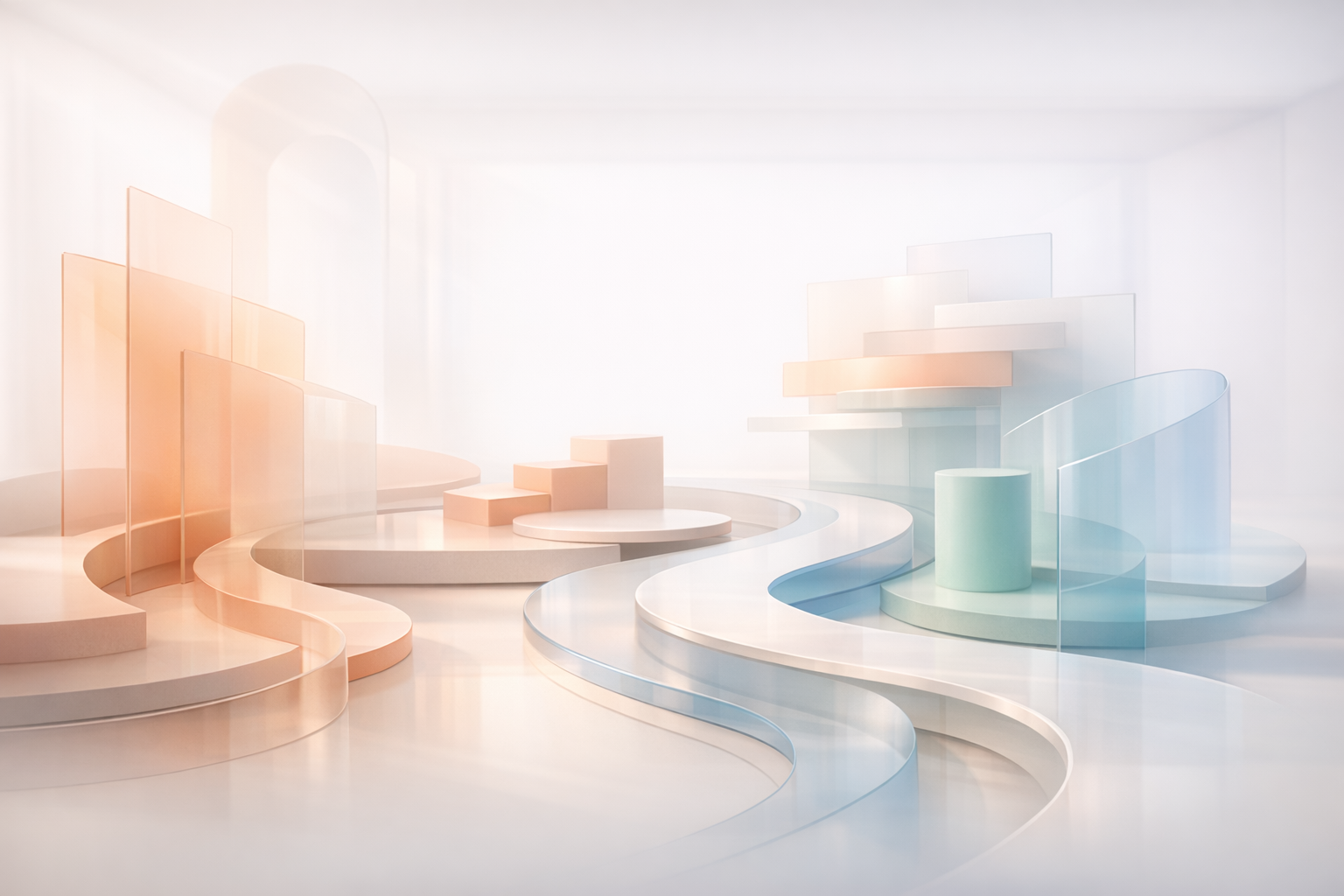 Soft visual composition with warm tones and focus-oriented layout blocks